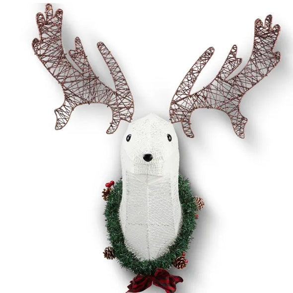 39" Pre-lit 3D Rudolph Reindeer Head - Hanging Christmas Wreath for Indoor/Outdoor Holiday Decor