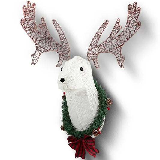 39" Pre-lit 3D Rudolph Reindeer Head - Hanging Christmas Wreath for Indoor/Outdoor Holiday Decor