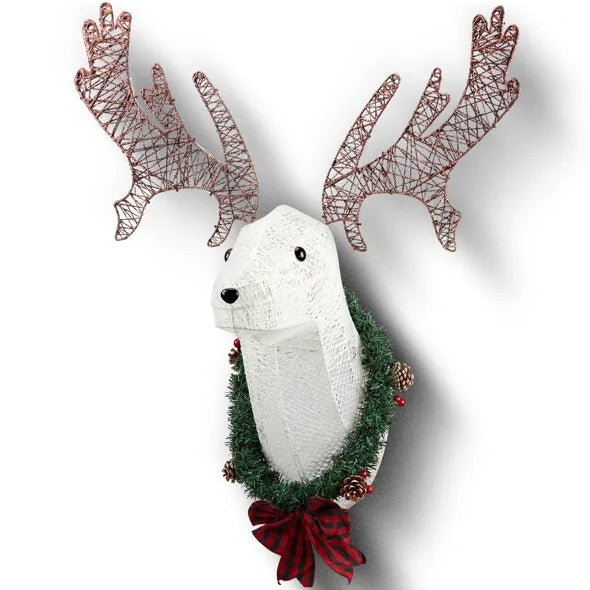 39" Pre-lit 3D Rudolph Reindeer Head - Hanging Christmas Wreath for Indoor/Outdoor Holiday Decor