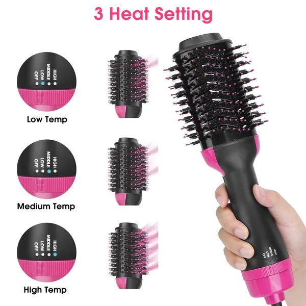 4-in-1 Hot Air Brush Dryer Volumizer for Straightening, Curling, and Drying