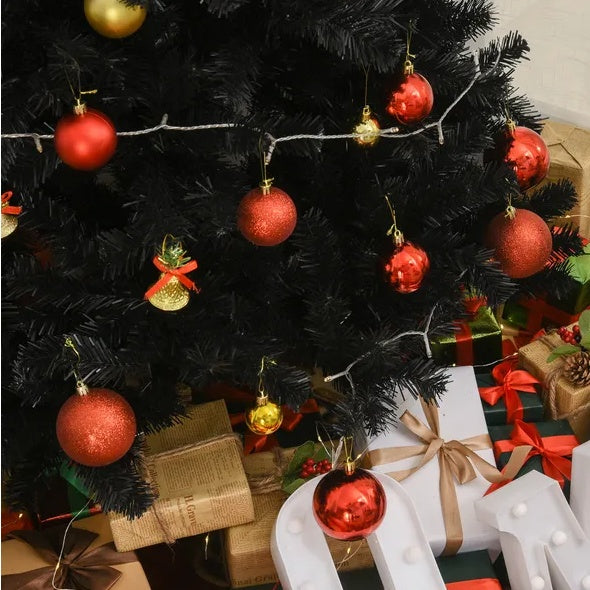 7 Ft Artificial Christmas Tree Unlit Douglas Fir With Realistic Branches And 1346 Tips, Black Halloween Style