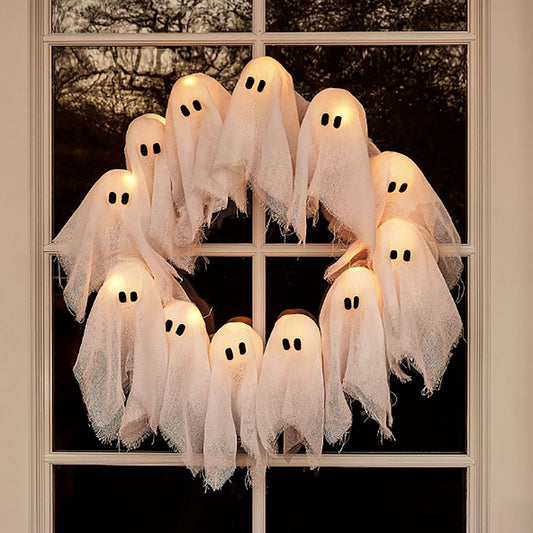 Halloween Ghost Garland With Glowing White Ghost Door Decoration