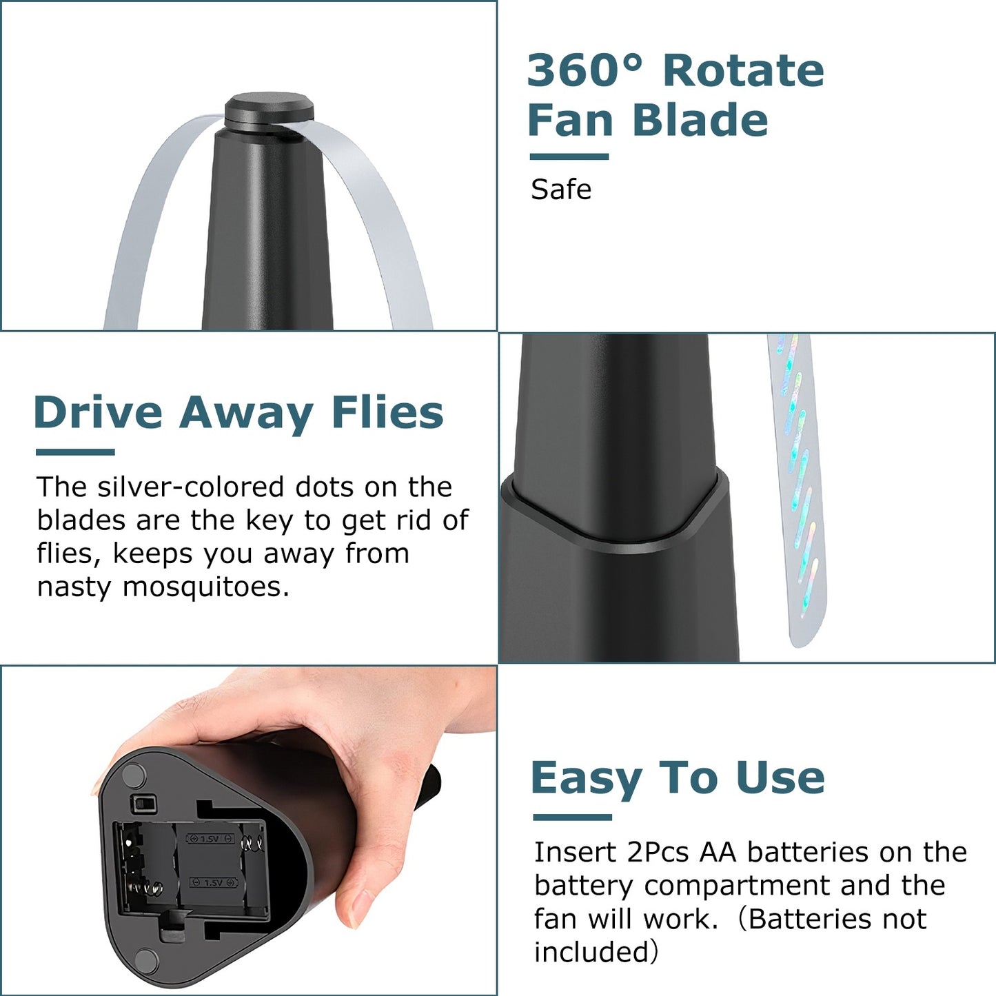 4Pcs Fly Repellent Fan Table Top Battery Powered Bug Deterrent Fan Hanging Food Fans For Party BBQ Picnic Camping