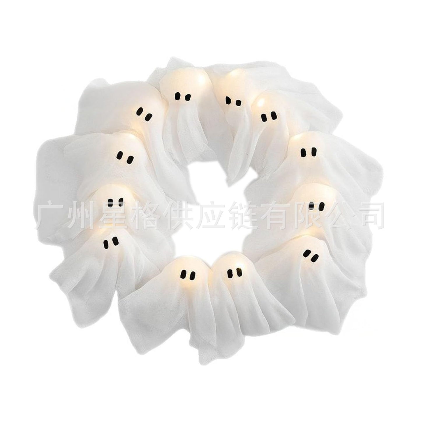 Halloween Ghost Garland With Glowing White Ghost Door Decoration
