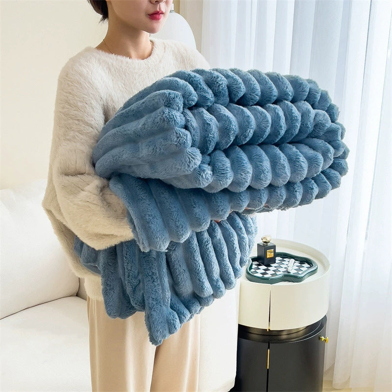 Luxurious Double-Sided Faux Rabbit Fur Throw – Ultra-Soft, Solid-Color Blanket for Warmth & Style