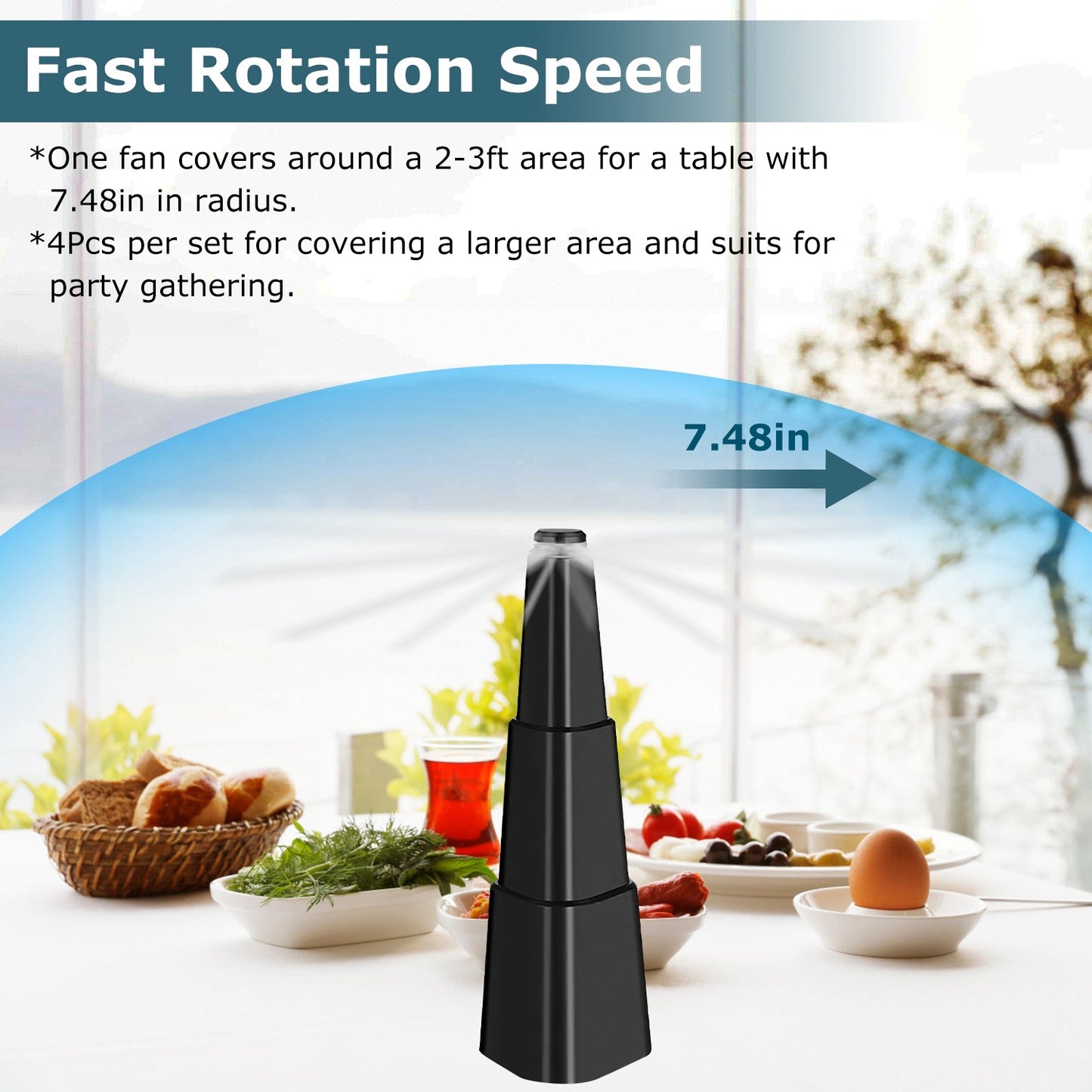 4Pcs Fly Repellent Fan Table Top Battery Powered Bug Deterrent Fan Hanging Food Fans For Party BBQ Picnic Camping